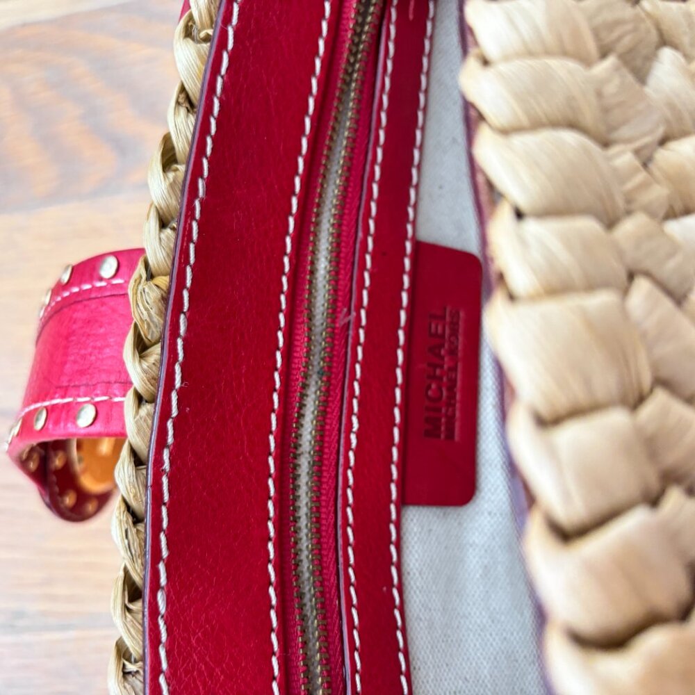 Michael Kors Santorini Raffia/Leather Braided Bag - Picture 10 of 11